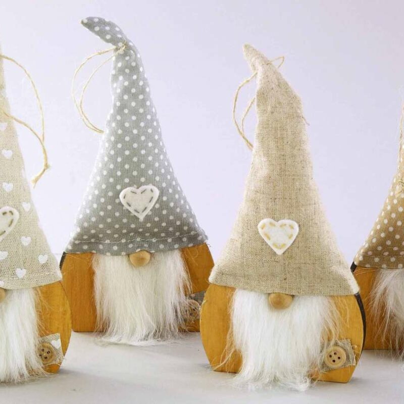 Lutin en Bois et Tissu, 4 Modèles au Choix, H.18cm