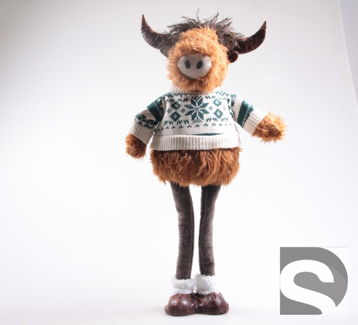 Vache Highland debout avec Jambes Télescopiques 25x18x67cm