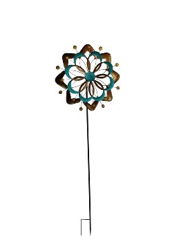 Moulin à Vent en Métal Bleu et Or ø52,5xH.160cm
