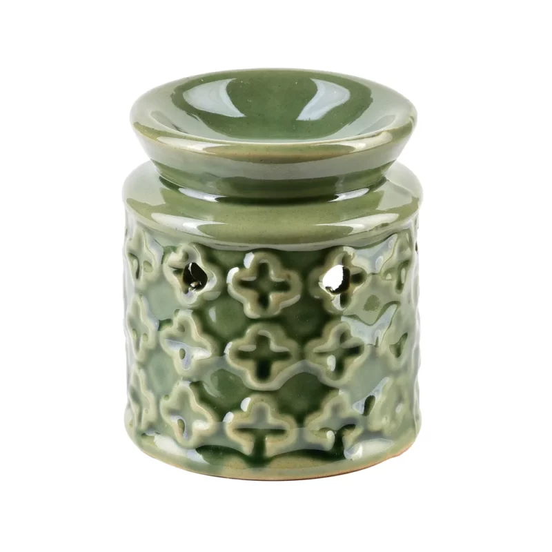 Brûle Parfum Géométrique en Céramique Verte 6.5 x 6.7x7.5 cm