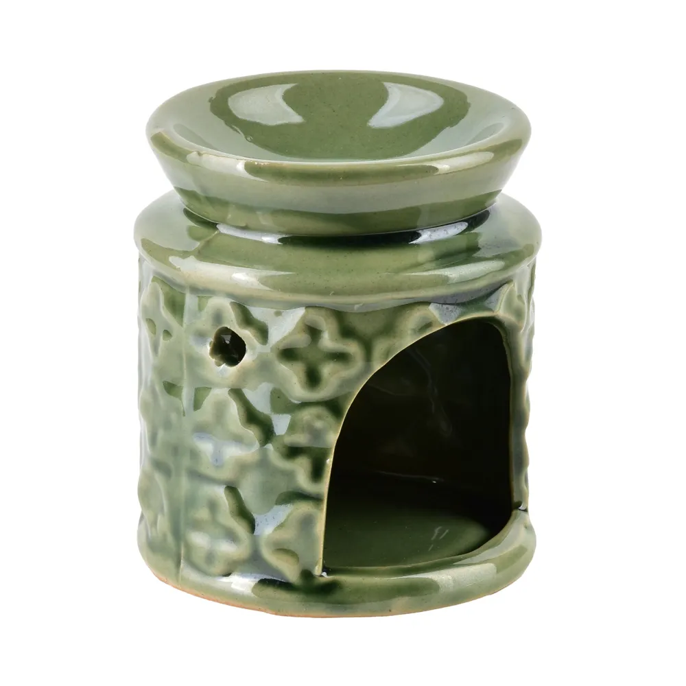 Brûle Parfum Géométrique en Céramique Verte 6.5 x 6.7x7.5 cm – Image 2