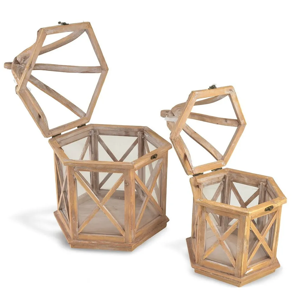 Lanterne en Bois Clair 34x30x52cm – Image 2