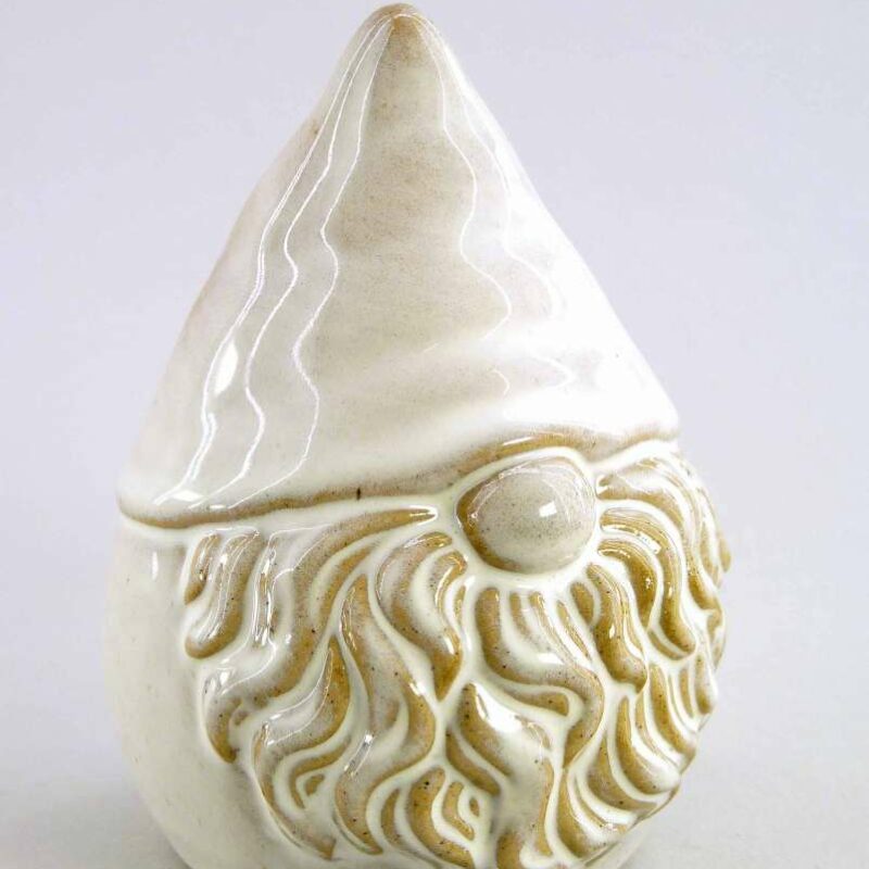 Lutin en Grès, Émaillé Crème Naturel, ø8 H11cm