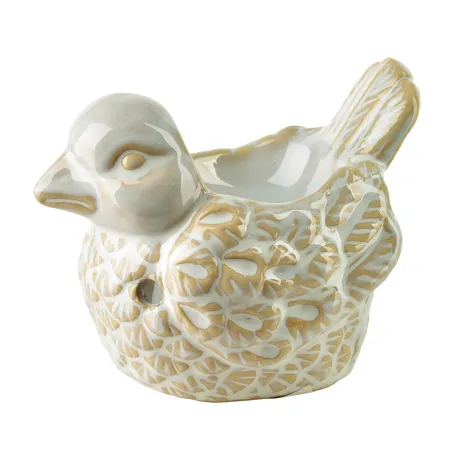 Brûle Parfum "Oiseau" en Céramique Blanche 11,5x8x9cm