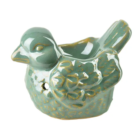 Brûle Parfum "Oiseau" en Céramique Verte 11,5x8x9cm