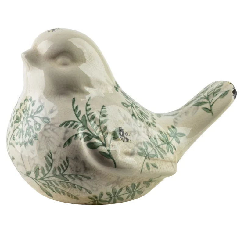Oiseau en Céramique Floral Vert 24.5x16x16cm