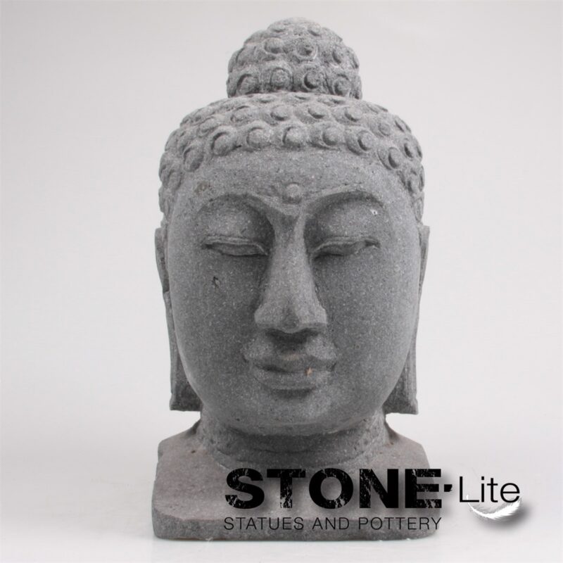 Tête de Boudha en Pierre de Lave Grise H.40cm