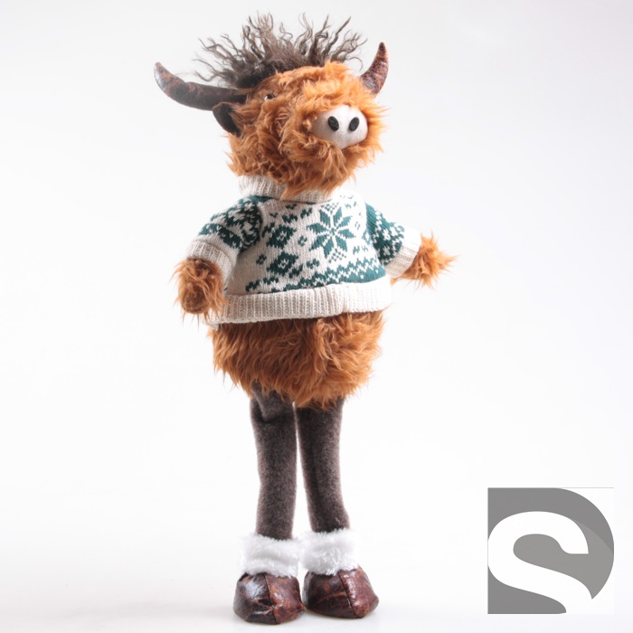 Vache Highland debout avec Jambes Télescopiques 22x13x46cm