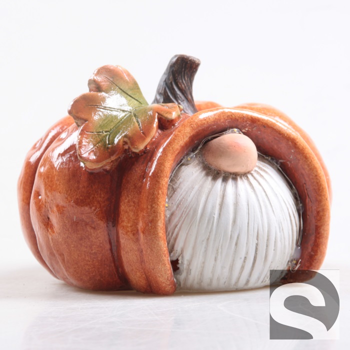 Citrouille Lutin en Céramique Orange 16,5x17x12cm
