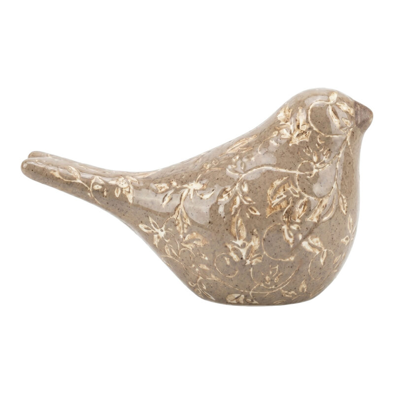 Oiseau en Céramique Marron Beige 16x7x9cm