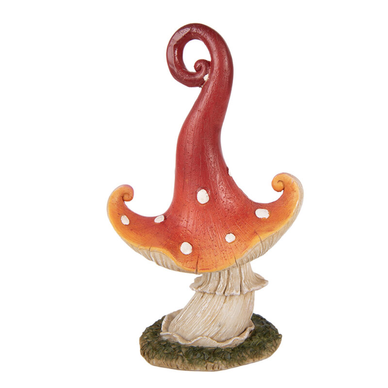 Champignon en Polyrésine Rouge et Beige 10x6x17cm