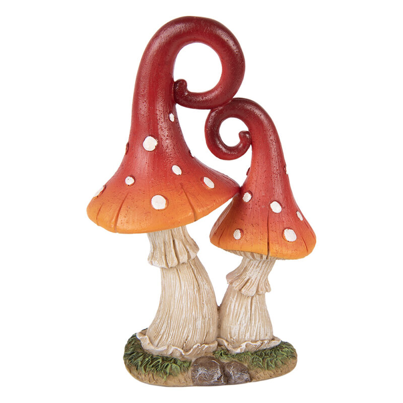 Champignons en Polyrésine Rouge et Beige 11x7x17cm
