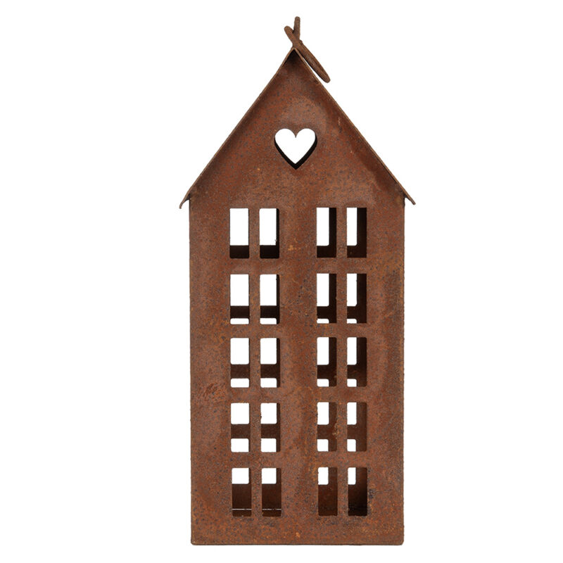Maison Décorative en Métal Rouillé 13x11x30cm