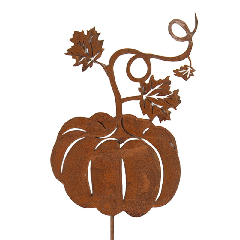 Piquet Citrouille en Métal Rouillé 14x1x55cm