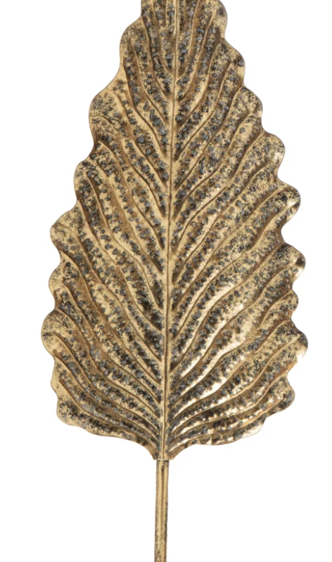 Feuille Décorative sur Socle en Laiton Doré 34x13x89,5cm