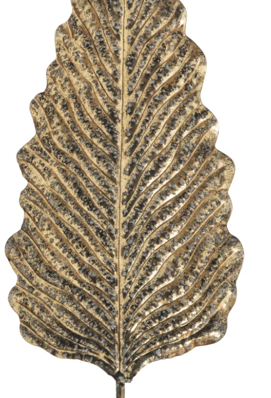Feuille Décorative sur Socle en Laiton Doré 26,5x12x71,5cm