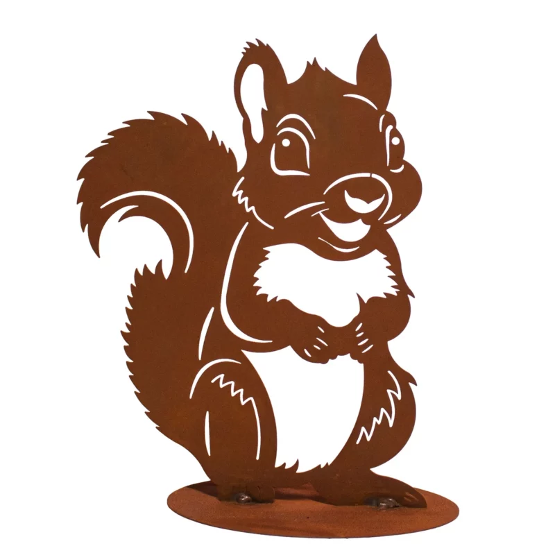 Ecureuil sur Socle en Métal Rouillé 24xH.32cm